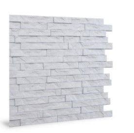 Photo 1 of 24 in. x 24 in. Ledge Stone PVC Seamless 3D Wall Panels in White 6-Pieces
