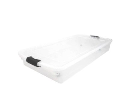 Photo 1 of """2 QT.""" Under Bed Clear Latching Storage Container with Gray Handles (2-Pack)