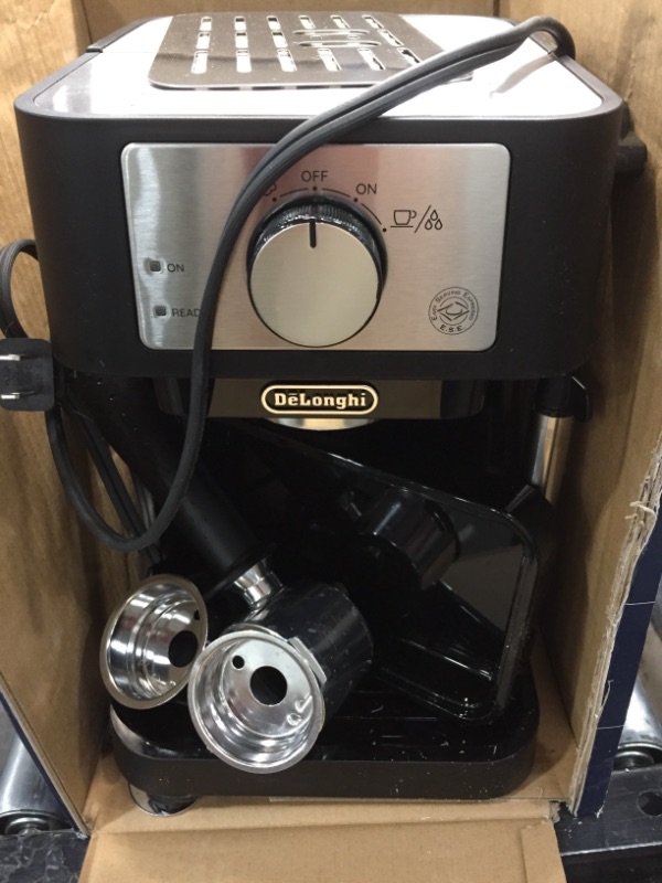 Photo 2 of De'Longhi Stilosa Manual Espresso Machine, Latte & Cappuccino Maker, 15 Bar Pump Pressure + Manual Milk Frother Steam Wand, Black / Stainless, EC260BK
