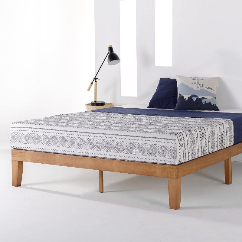 Photo 1 of **MISSING HARDWARE***Mellow Naturalista Classic - 12 Inch Solid Wood Platform Bed with Wooden Slats, No Box Spring Needed, Easy Assembly, Queen, Natural Pine
