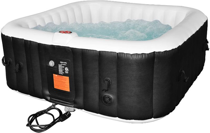 Photo 1 of 
PARTS ONLY** has been used 
#WEJOY AquaSpa Portable Hot Tub 72X72X26 Inch Air Jet Spa 4-5 Person Inflatable Square Outdoor Heated Hot Tub Spa with 130 Bubble Jets, Black/White, One Size (AQA_SPA-A185_Black)

