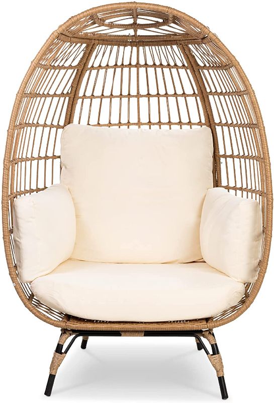 Photo 1 of ***SIMILAR TO COVER PHOTO*** Best Choice Products Wicker Egg Chair, Oversized Indoor Outdoor Lounger for Patio, Backyard, Living Room w/ 4 Cushions, Steel Frame