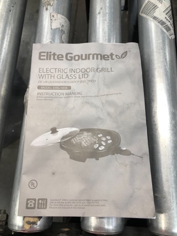 Photo 2 of Elite Gourmet 14 Inch Smokeless Indoor Electric Bbq Nonstick Grill with Glass Lid, Dishwasher Safe
