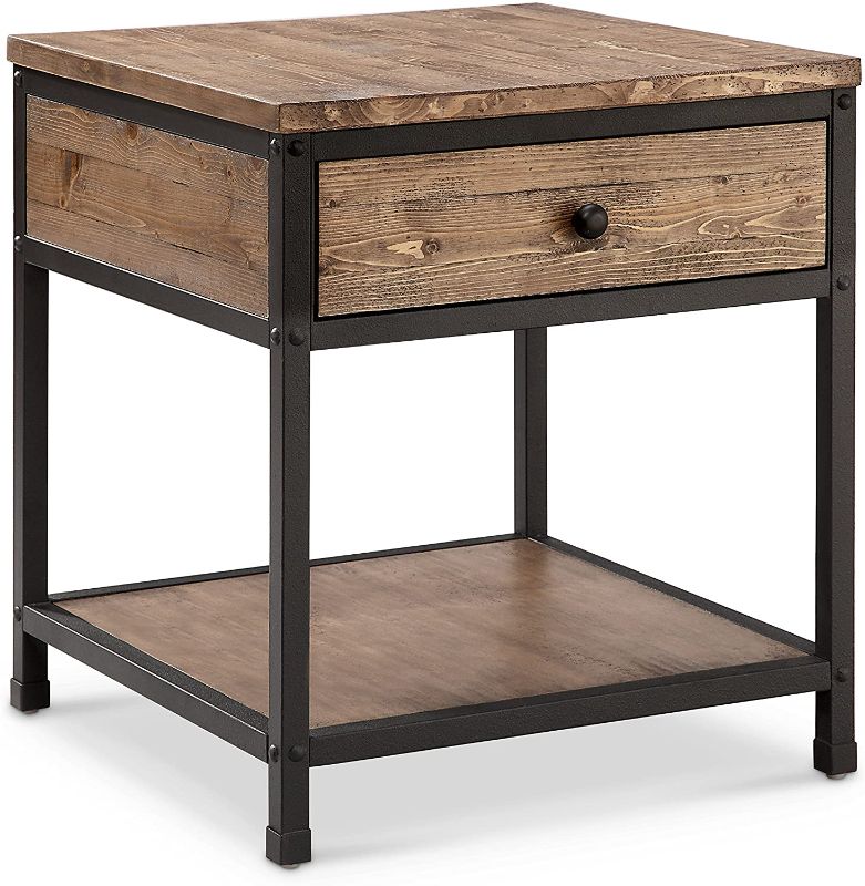 Photo 1 of **parts only** Magnussen T4039 Maguire Industrial Square End Table in Weathered Barley Finish
