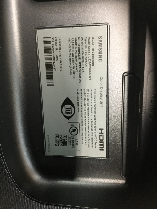 Photo 1 of SAMSUNG S80A Series 27-Inch 4K UHD (3840x2160) Computer Monitor, HDMI, USB Hub, HDR10 (1 Billion Colors), Built-in Speakers, Height Adjustable Stand (LS27A800UNNXZA)
