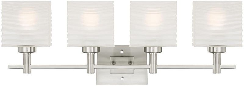 Photo 1 of 
Westinghouse Lighting 6304100 Alexander Four-Light Indoor Wall Fixture, Brushed Nickel Finish with Rippled White Glazed Glass