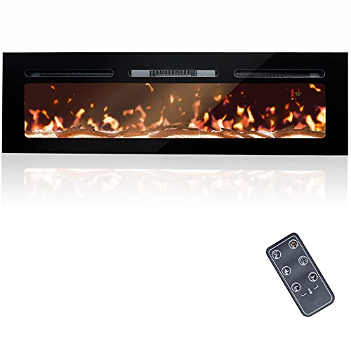 Photo 1 of BizHomart Doris 60 Fireplace, Recessed & Wall Mounted Electrical with Bracket, Ultra Thin, Low Noise Remote Control, Timer, Logset & Crystal, Adjustab
