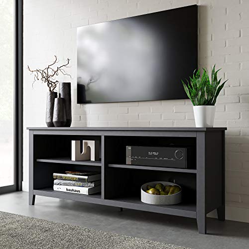 Photo 1 of Edenbrook Stevens Classic Storage Stand – Four Compartments – Perfect for TVs up to 60 Inches-Cord Ports, Black
