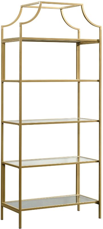 Photo 1 of Sauder 421434 International Lux Bookcase, L: 30.0" x W: 14.49" x H: 70.87", Satin Gold Finish
