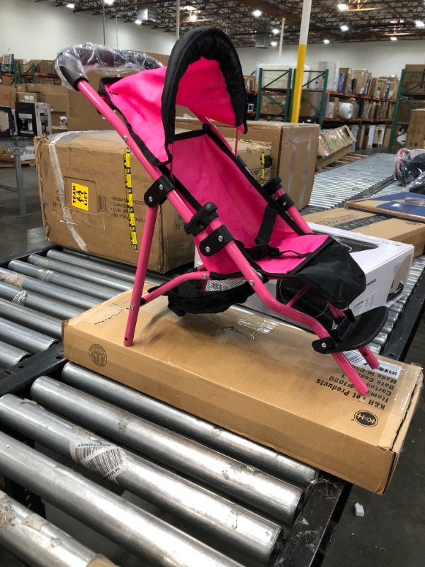 Photo 2 of Hushlily® Baby Doll Jogger Stroller with Adjustable Canopy & Basket, Foldable, with Smooth Rolling Wheels (pink and black)
