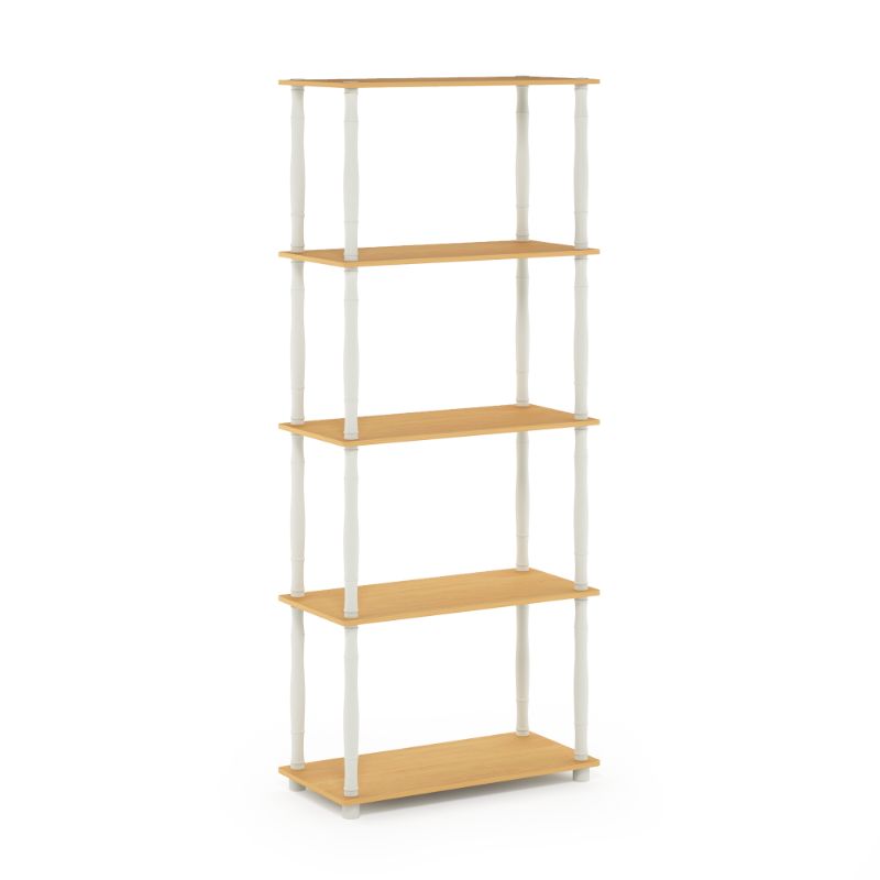 Photo 1 of Furinno Turn-N-Tube 5-Tier Multipurpose Shelf Display Rack with Classic Tubes, Beech/Black
