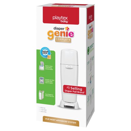 Photo 1 of Playtex Diaper Genie Complete White Diaper Pail with 1 Refill
