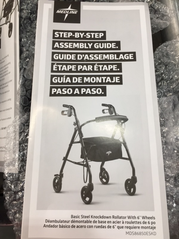 Photo 1 of Medline Steel Rollator Walker Burgundy 350 lbs Capacity