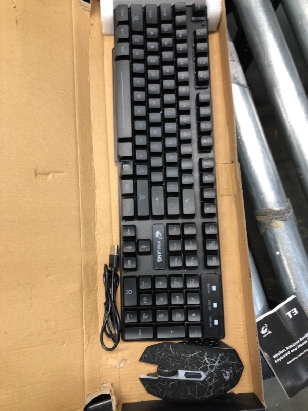 Photo 2 of Wireless Gaming Keyboard and Mouse Combo,Rainbow Backlit Rechargeable 3800mAh Battery,87 Keys Mechanical Feel Ergonomic Waterproof Keyboard,RGB Gaming Mute Mouse 
