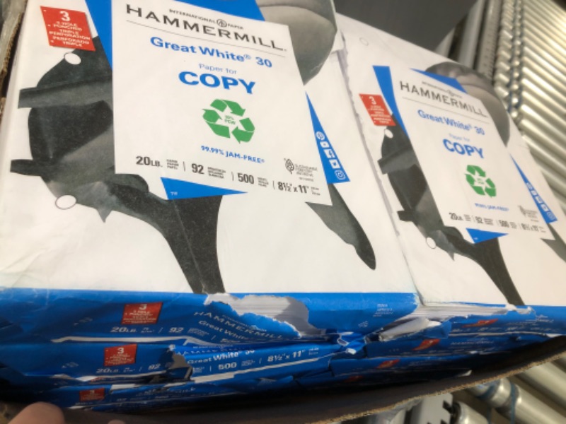 Photo 2 of Hammermill Printer Paper, Great White 30% Recycled Paper, 3 Hole - 10 Ream (5,000 Sheets) - 92 Bright, Made in the USA, 086702C
