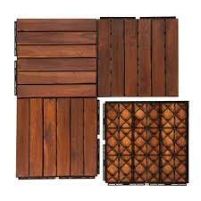 Photo 1 of 0.75 in. x 1 ft. x 1 ft. Square Acacia Wood Interlocking Flooring Tiles Striped Pattern (Pack of 10 Tiles)