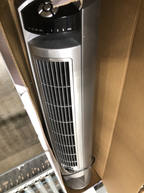 Photo 2 of TESTED WORKS*
Lasko Portable Electric 42" Oscillating Tower Fan with Fresh Air Ionizer, Timer and Remote Control for Indoor, Bedroom and Home Office Use, Silver 2551
