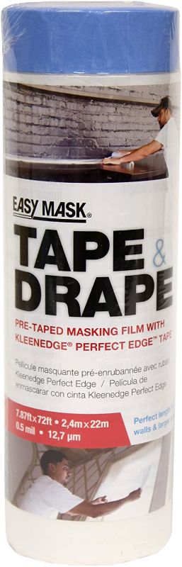 Photo 1 of 2 PACK*
Trimaco 396490 Easy Mask Tape & Drape Pre-Tape Masking Film with 14 day Blue PerfectEdge Tape, 2.4m x 22m
