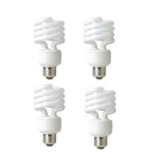 Photo 1 of 100-Watt Equivalent T2 Spiral Non-Dimmable E26 Base Compact Fluorescent CFL Light Bulb, Soft White 2700K (4-Pack)
