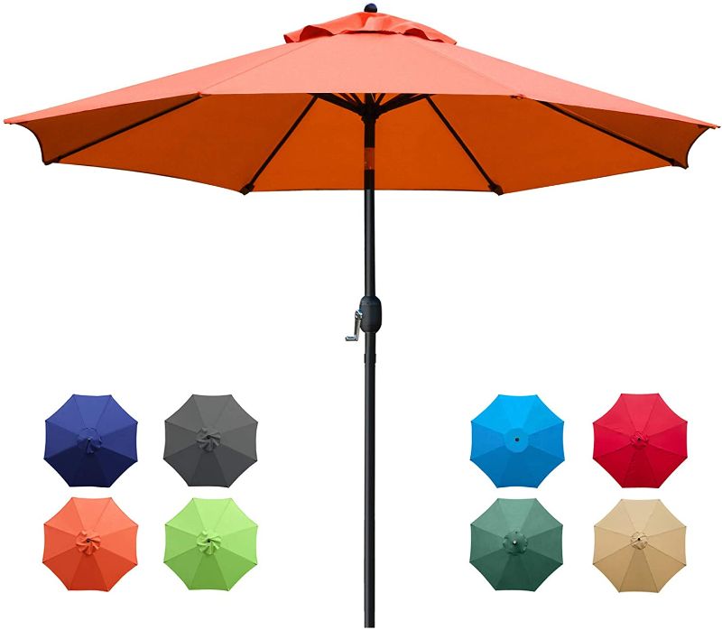 Photo 1 of  9Ft Patio Umbrella Outdoor Table Umbrella with 8 Sturdy Ribs (Orange)