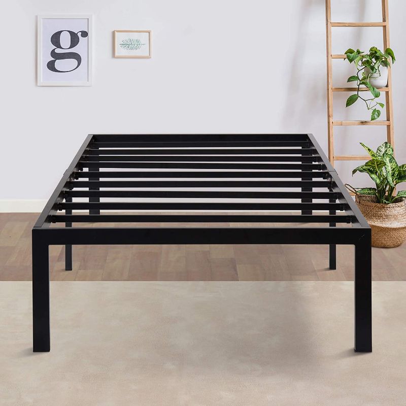 Photo 1 of  14 Inch Heavy Duty Steel Slat/ Anti-slip Support/ Easy Assembly/ Mattress Foundation/ Bed Frame/ Maximum Storage/ Noise Free/ No Box Spring Needed, Black
