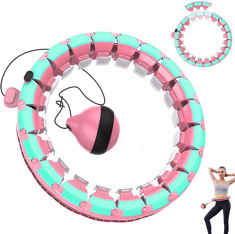 Photo 1 of  Weighted Exercise Fit Hoola Hoops, 24 Knots Adjustable Auto-Spinning Fitness Hoop, 2 in 1 Abdomen Fitness Weight Loss Massage Non-Fall for Adults and Kids Exercising
