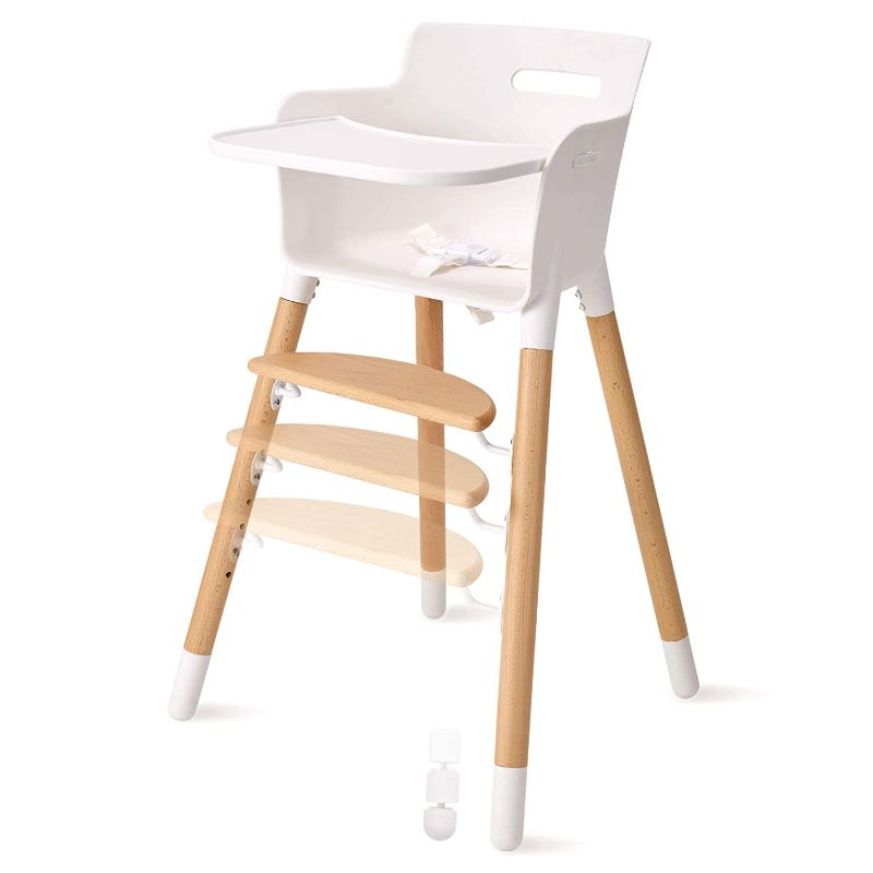 Photo 1 of FUNNY SUPPLY Wooden Baby High Chair with Removable Tray Adjustable Footrest Legs Classic Design Grows with Your Child
