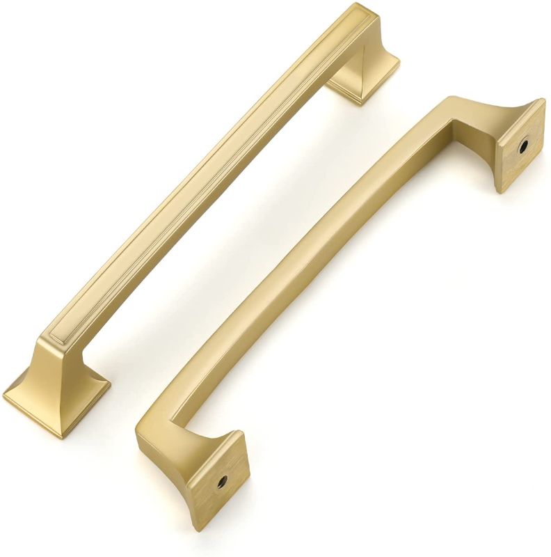 Photo 1 of 10Pack Gold Drawer Pulls Brushed Gold Cabinet Pulls, Haidms 5inch Gold Cabinet Handles Brass Drawer Pulls Vintage, Square Dresser Handles Solid Kitchen Cabinet Handles
