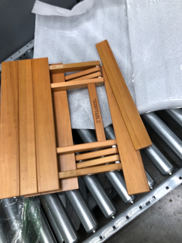 Photo 2 of **WOODEN PANELS ARE LOOSE**
Simple Setup Short Table All-Purpose Use and Portability - Beach, Picnic, Camp, Or As A Gift - Original Slatted Table (Height 10”)
