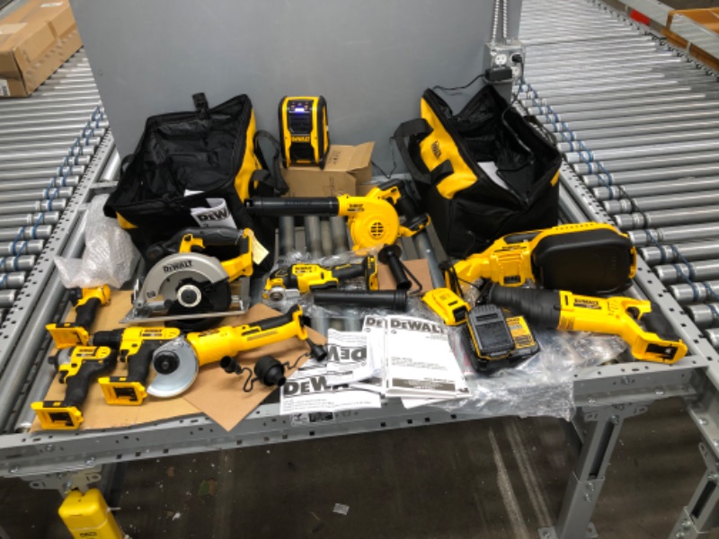 Photo 13 of **BRAND NEW** EVERY TOOL INDIVIDUALLY TESTED AND FUNCTIONAL, BLUE TOOTH TESTED AND FUNCTIONAL TOO**
DEWALT
20-Volt Max Cordless Combo Kit (10-Tool) with (2) 20-Volt 2.0Ah Batteries, Charger & Bag