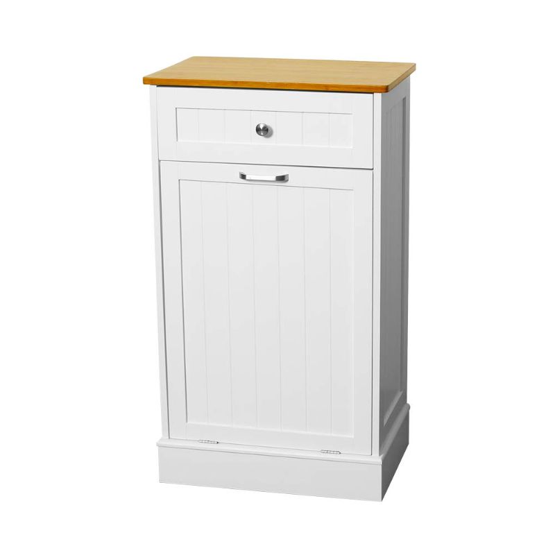 Photo 1 of **PARTS ONLY, DAMAGED , MISSING COMPONENTS AND MISSING HARDWARE**
U-Eway Wooden Tilt Out Trash Cabinet Free Standing Kitchen Trash Can Holder or Recycling Cabinet with Hideaway Drawer, Removable Cutting Board (White)
