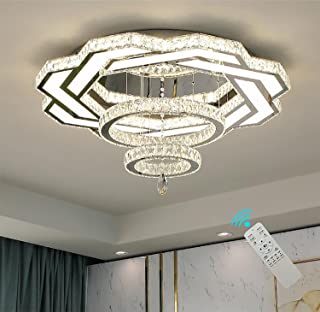 Photo 1 of 23.6inches Modern Large Crystal Chandelier Round Ring Dimmable Living Room Lamps Bathroom Ceiling Lamps Round Chandelier Bedroom Crystal Dining high Chandeliers 3000k-6000K Infinity Lighting Fixtures
