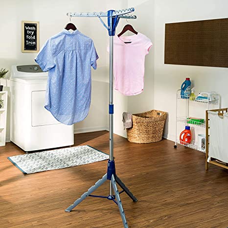 Photo 1 of Honey-Can-Do Tripod Clothes Drying Rack, Blue
