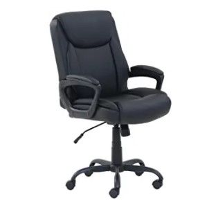 Photo 1 of Amazon Basics Classic Puresoft Padded Mid-Back Office Computer Desk Chair with Armrest - Black
