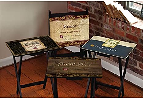 Photo 1 of Cape Craftsment Rustic Wine TV Trays with Stand, Set of 4
