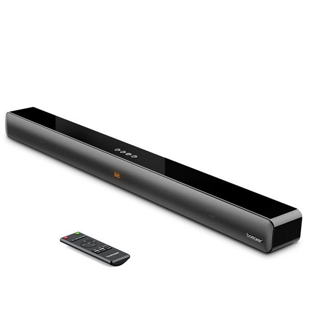 Photo 1 of Bomaker Odine IV Soundbar for PC, TV Sound Bar with 10 Adjustable Deep Bass, 100W 3D Surround Sound System, Black
