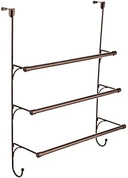 Photo 1 of Franklin Brass Over The Door Triple Towel Rack with Hooks, Bronze Bathroom Towel Holder, Bathroom Accessories, 193153-CBZ 18.66 x 8.27 x 24.57 Inches
