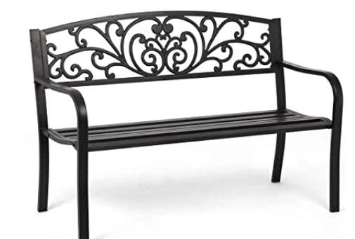 Photo 1 of Garden Bench Outdoor Bench Patio Bench for Outdoors Metal Porch Clearance Work Entryway Steel Frame Furniture for Yard
