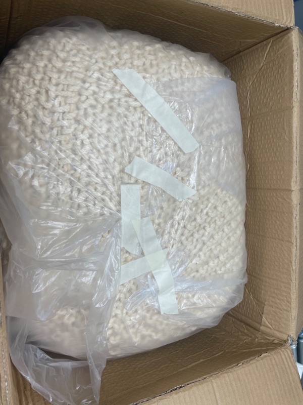 Photo 1 of Foot Stool Ottoman - Hand Knitted Bean Bag - Cord Boho Pouffe - Poof Accent Beanbag Chair Footrest for The Living Room, Bedroom, Nursery, Patio,