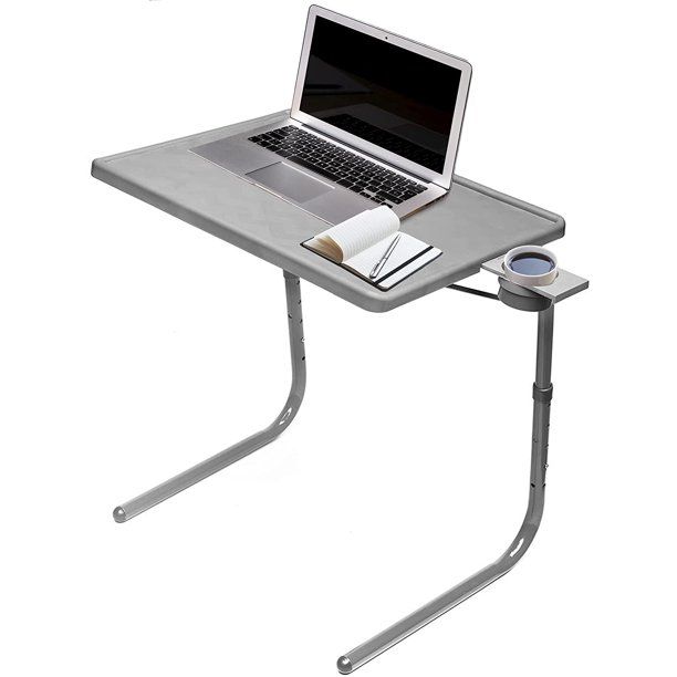 Photo 1 of Table-Mate II TV Tray and Cup Holder Large Folding Table (Slate Grey)
