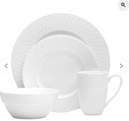 Photo 1 of TRELLIS WHITE 16 PIECE DINNERWARE SET
