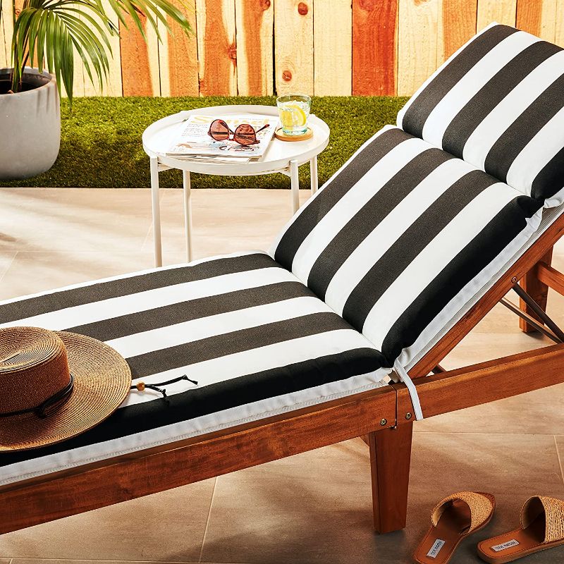 Photo 1 of *Stock photo is for reference*
Pillow Perfect Outdoor/Indoor Cabana Chaise Lounge Cushion. blue white