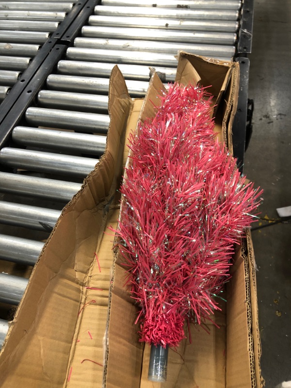 Photo 2 of *Selling For Parts Only* *Missing Parts*
National Tree 3 Ft. Pink Tinsel Tree - Pink
