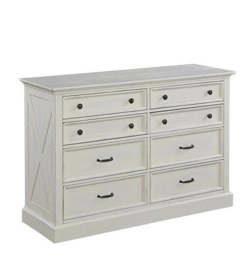 Photo 1 of **INCOMPLETE** Seaside Lodge 8-Drawer Hand Rubbed White Dresser
by HOMESTYLES