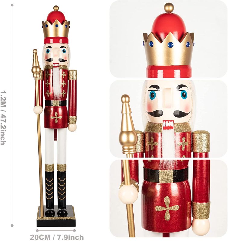 Photo 1 of KI Store Large Christmas Nutcracker 4 Foot King Wooden Nutcracker Figurine Christmas Decorations for Staircase Front Door Mantle
