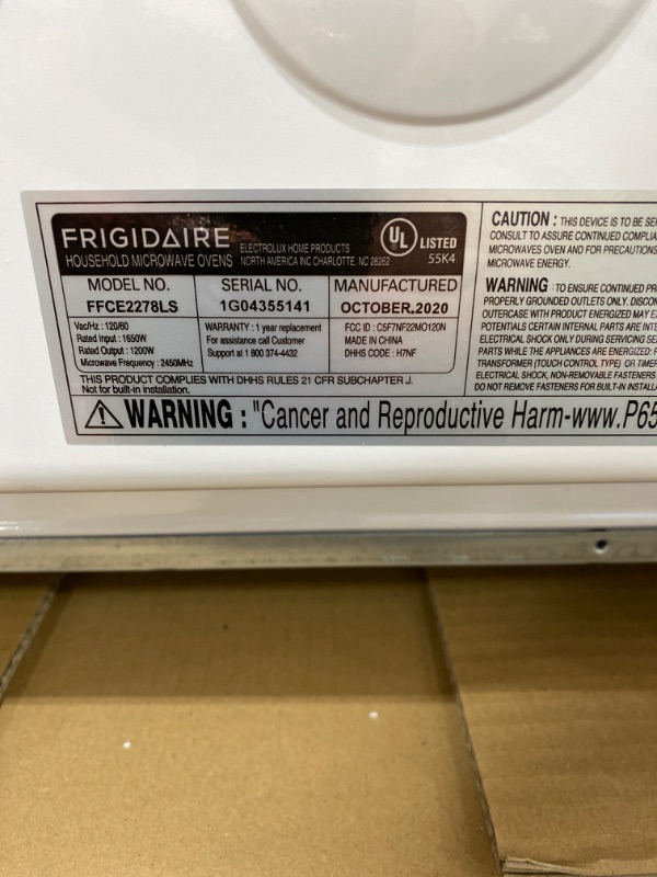 Photo 2 of Frigidaire 2.2 Cu. Ft. 1200 Watt Countertop Microwave Oven - Stainless Steel FFCE2278LS