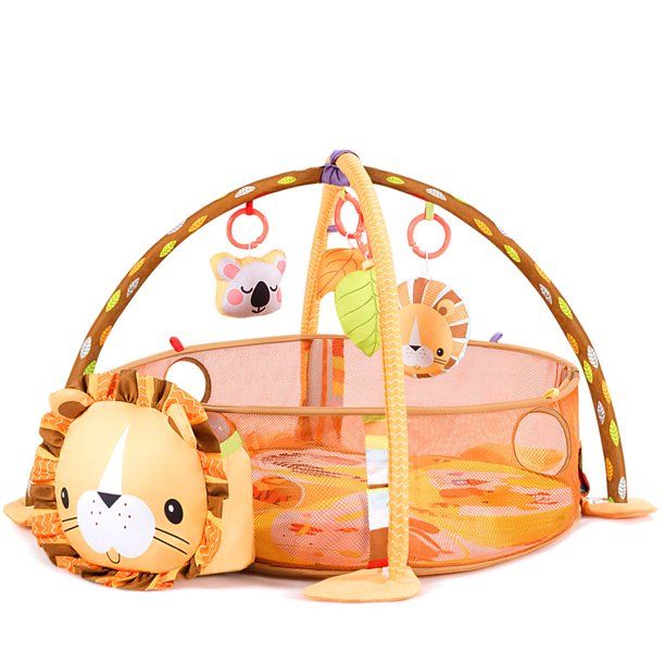 Photo 1 of Costway 3 in 1 Cartoon Lion Baby Infant Activity Gym Play Mat w Hanging Toys Ocean Ball
