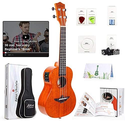 Photo 1 of AKLOT Concert Ukulele, Acoustic Electric Ukelele 23 Inch Solid Mahogany with Equalizer Uke for Professional Player with Beginner Kit (Gig Bag, Picks, Strap, String, Cleaning Cloth, Starter Manual)
