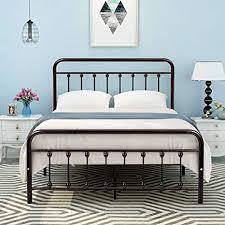 Photo 1 of ***PARTS ONLY*** DUMEE Platform Bed Frame Full Size with Vintage Headboard and Footboard Sturdy Premium Steel Slat Support, Antique Brown
