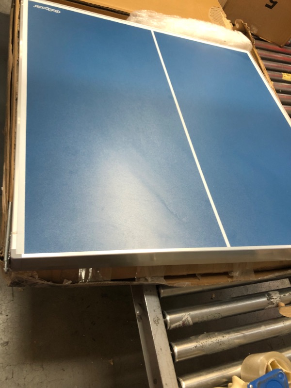 Photo 2 of GoSports 6’x3’ Mid-Size Table Tennis Game Set - Indoor/Outdoor Portable Table Tennis Game with Net, 2 Table Tennis Paddles and 4 Balls, Blue (PP-T